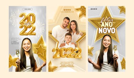 金色2022新年人物海报设计