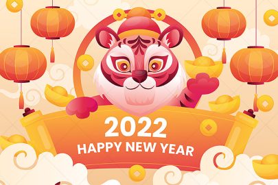 2022虎年春节贺岁人物插画