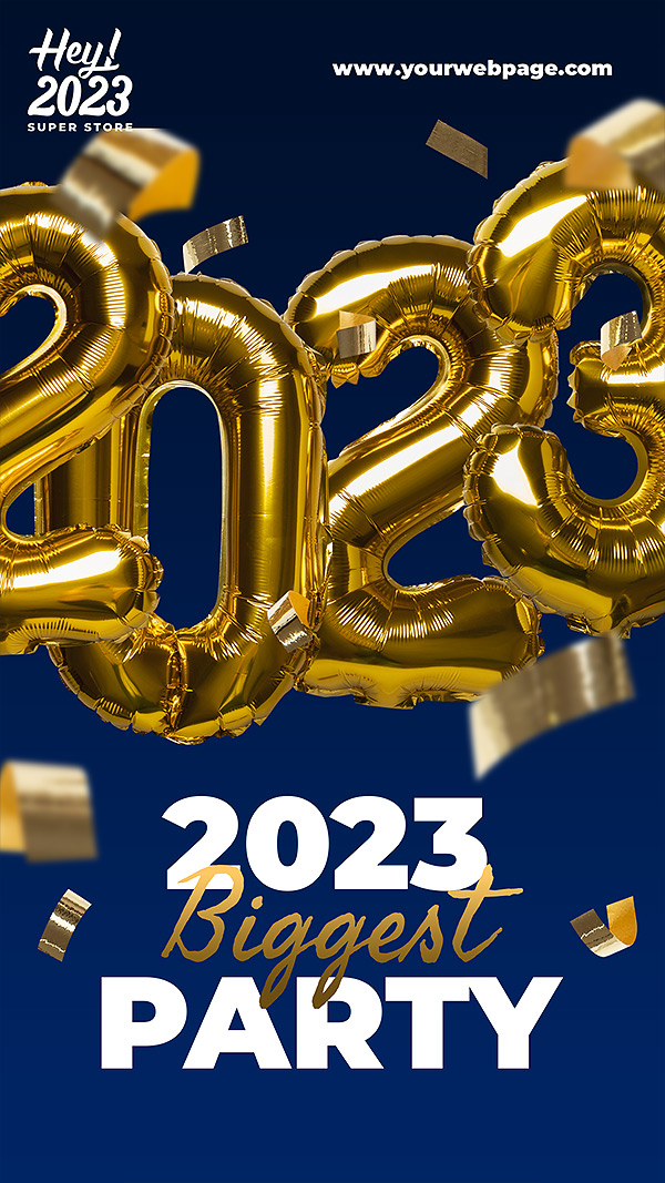 金色气球2023圣诞新年跨年海报