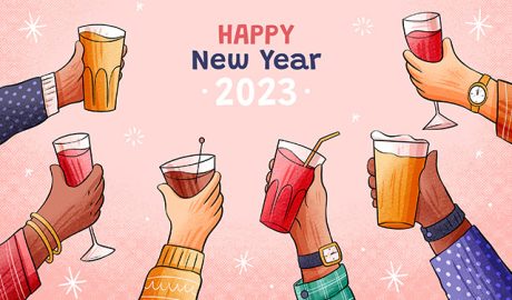 庆祝2023新年人物插画海报