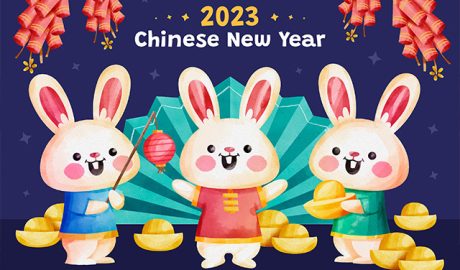 新年2023可爱兔子插画海报