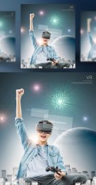 高新科技虚拟体验VR游戏人工智能合成海报13